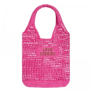 Straw Shopper Pink