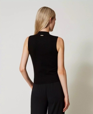 Top met strassen Nero
