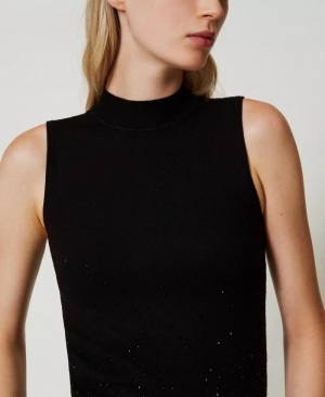 Top met strassen Nero