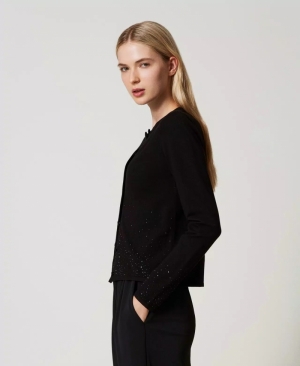 Gilet met strassen Nero