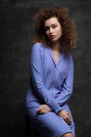 Slaapkleedje streep Roos/Blauw