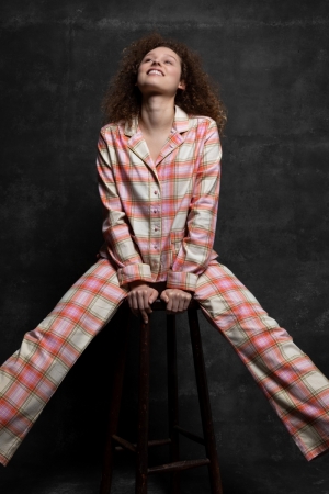 Pyjama ruit Ecru/roos_Kaki