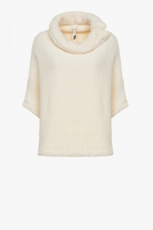Poncho fleece gebroken wit