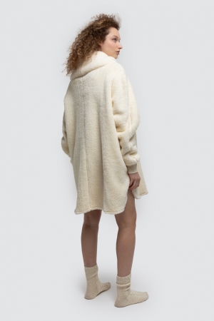 Poncho fleece Gebroken wit