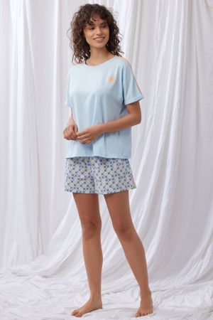 Pyjama kort lichtblauw Lichtblauw
