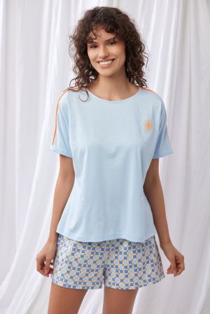 Pyjama kort lichtblauw Lichtblauw