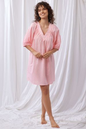 Strandjurk fluo roze streep Roze