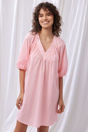 Strandjurk fluo roze streep Roze