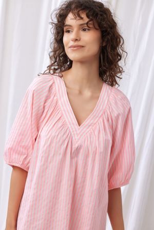 Strandjurk fluo roze streep Roze
