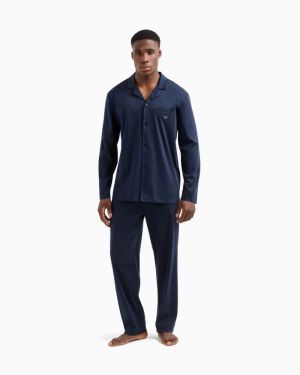 Pyjama knopen lang Armani blue