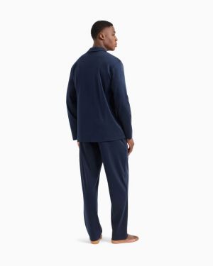 Pyjama knopen lang Armani blue