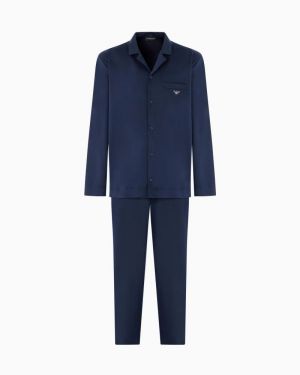Pyjama knopen lang Armani blue