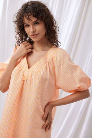 Strandjurk fluo oranje streep Oranje