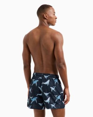 Zwemshort Blue print whal