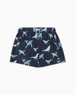 Zwemshort Blue print whal